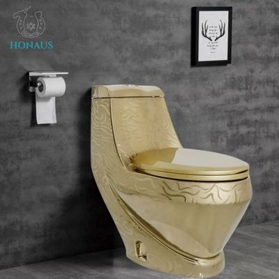 Luxury Golden Design One Piece Bathroom Toilet Bowl Elegant ODM/OEM