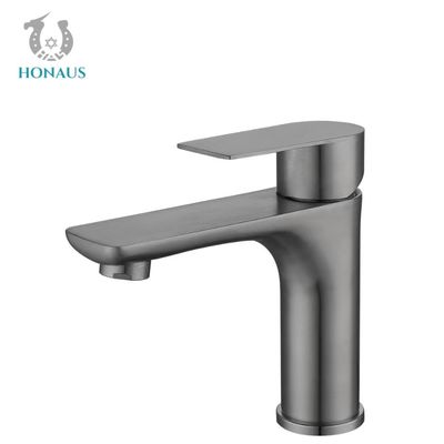 Premium Gray Hot Cold Wash Basin Faucet Single Handle Pressure Resistance