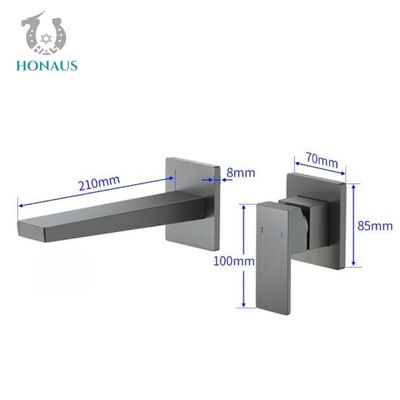 All Copper Wall Mounted Wash Basin Tap Embedded Customized Size