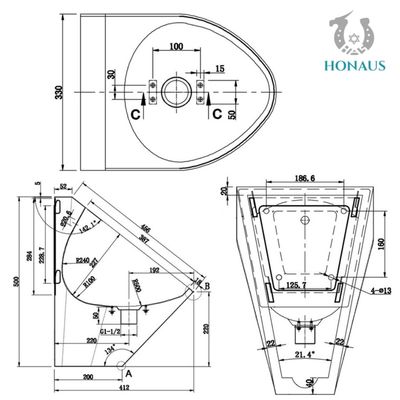 Stainless Steel 304 316 Bathroom Toilet Urinal  Parryware Sensor Urinal 497*330*500mm