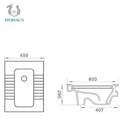 Washdown Front Outlet Or Back Outlet Squatting Wc Pan Space Saving
