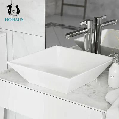 Glossy White Above Counter Sink Bowl Square Table Top Basin 400*400*100mm