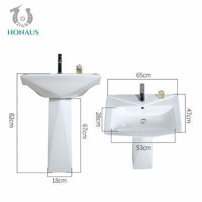 Bathroom Full Pedestal Wash Basin Free Standing Single Hole Multiple Size