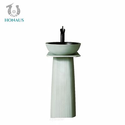 OEM Colored Ceramic Pedestal Wash Basin Round Pedestal Sink American Style