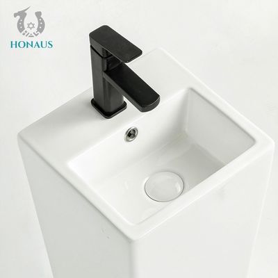Luxury Modern Full Pedestal Hand Wash Basin Self Cleaning Square Type