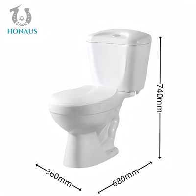 Elongated Ceramic Two Piece Toilet Bowl Floor Mounted S/P Trap 300mm
