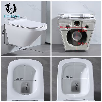 Dual Flush Wall Hung Toilet Bowl Concealed Cistern Modern WC P Trap 180mm