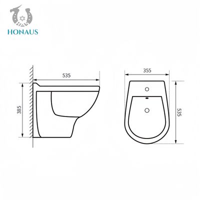 Traditional Wall Hung Toilet Bowl Strong Ceramic Easy Clean Glaze P Trap