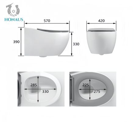 Egg Shape Wall Hung Toilet Bowl Multi Colors Fashion Apartment Dual Flush