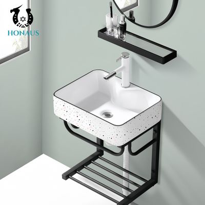 Small Size Bathroom Wall Hung Bain Reinforced Shelf Strong Ceramic Square Modern