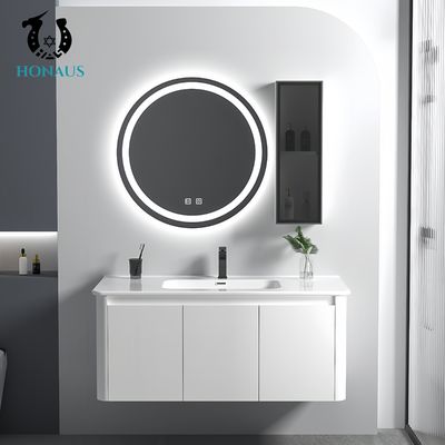 Floating Vanity Bathroom Wall Hung Bain Ceramic Bowl Large Storage Mirror