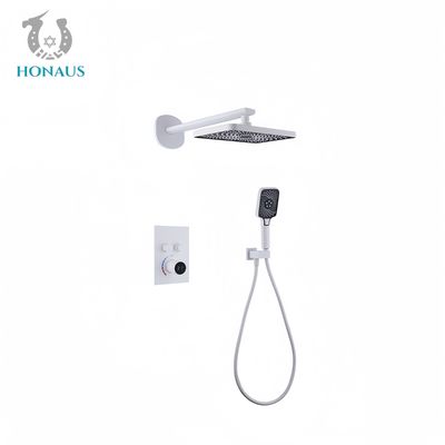 Chrome Concealed Valve Showers Digital Display Two Outlets Multi Modes Spray Brass Body