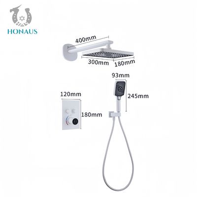 Chrome Concealed Valve Showers Digital Display Two Outlets Multi Modes Spray Brass Body