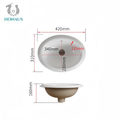 Round Under Mounted Bathroom Inset Basin White Customizable Size High Quality Hotel