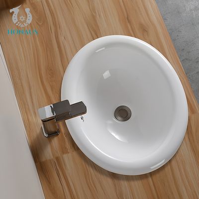 Round Under Mounted Bathroom Inset Basin White Customizable Size High Quality Hotel