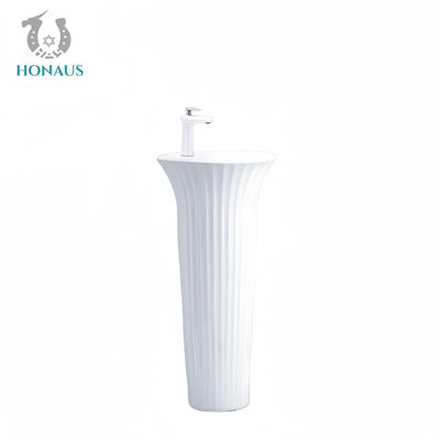Luxury Bathroom Full Pedestal Wash Basin Floor Mounted Premium Ceramic One Piece