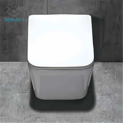 Modern Design Wall Hung Toilet Bowl Square Shape P Trap 180mm Customizable Colors