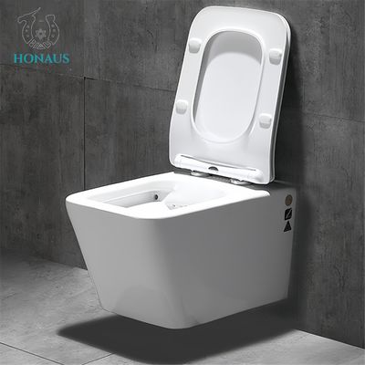 Modern Design Wall Hung Toilet Bowl Square Shape P Trap 180mm Customizable Colors
