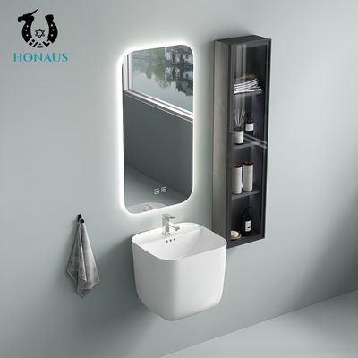 Square Bathroom Wall Hung Basin White Best Ceramic Large Capacity Modern Design