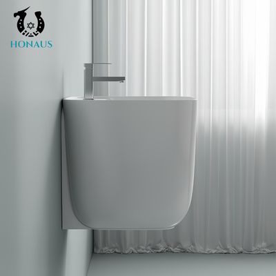 Square Bathroom Wall Hung Basin White Best Ceramic Large Capacity Modern Design