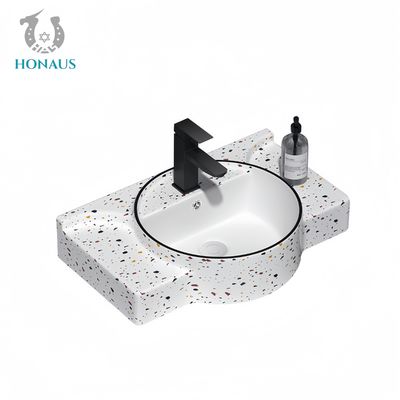 Classic Bathroom Wall Hung Basin Marble Grain Best Ceramic White Hotel House Use