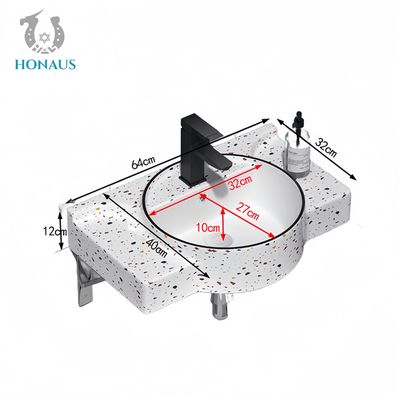 Classic Bathroom Wall Hung Basin Marble Grain Best Ceramic White Hotel House Use