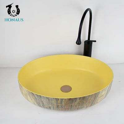 Modern Bathroom Countertop Basin Best Ceramic Yellow Two Shapes MOQ 50 Units