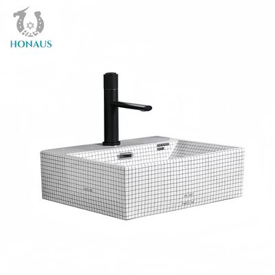 Modern Bathroom Wall Hung Basin Mosaic Grain High Quality Ceramic ISO Certified