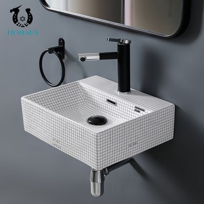 Modern Bathroom Wall Hung Basin Mosaic Grain High Quality Ceramic ISO Certified
