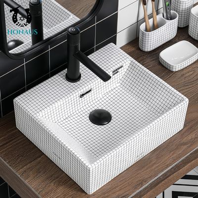 Modern Bathroom Wall Hung Basin Mosaic Grain High Quality Ceramic ISO Certified