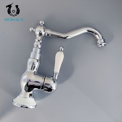 Retro Wash Basin Faucet Full Brass Body Golden Silver Classic Mixer Hotel House