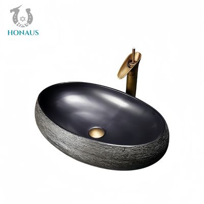 Bathroom Countertop Basin Ceramic Sintered Stone Art Design Multi Shapes Black