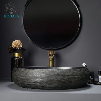 Bathroom Countertop Basin Ceramic Sintered Stone Art Design Multi Shapes Black