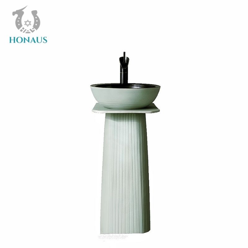 OEM Colored Ceramic Pedestal Wash Basin Round Pedestal Sink American Style