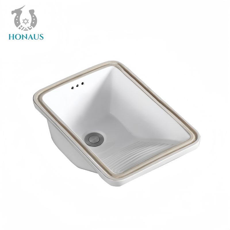 Practical Bathroom Inset Basin Ceramic With Washboard Multi Sizes White