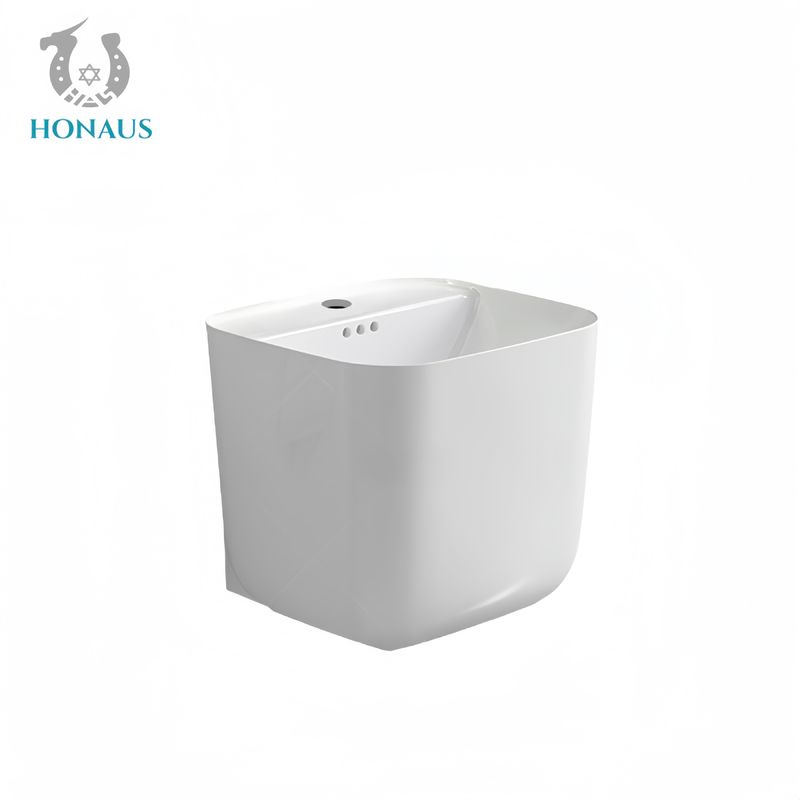 Square Bathroom Wall Hung Basin White Best Ceramic Large Capacity Modern Design