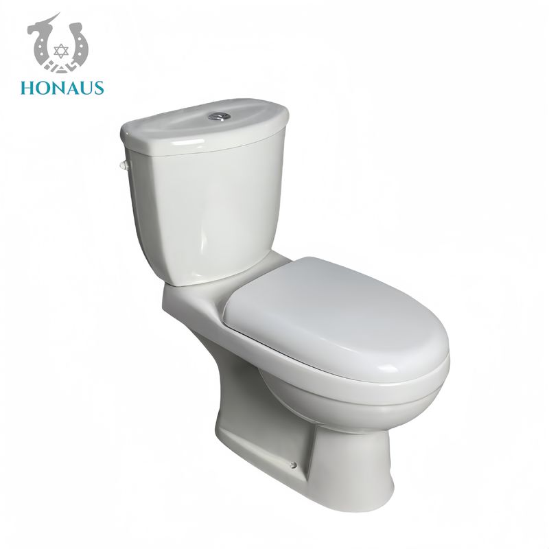 Project Use Two Piece Toilet Bowl Ceramic White Elongated Design 680*760*390mm